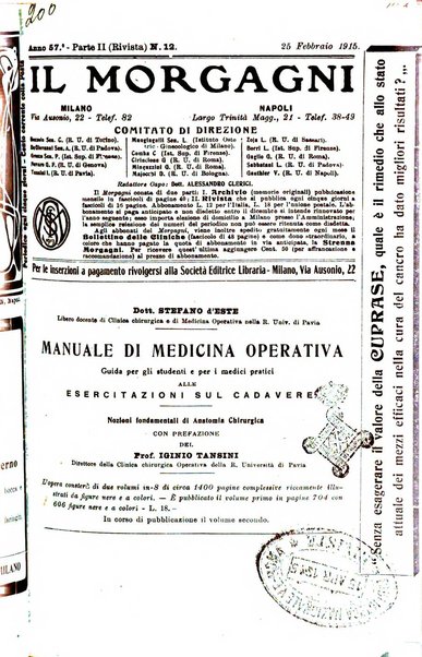 Il morgagni giornale indirizzato al progresso della medicina. Parte 2., Riviste