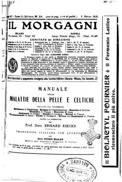 Il morgagni giornale indirizzato al progresso della medicina. Parte 2., Riviste