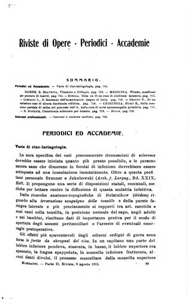 Il morgagni giornale indirizzato al progresso della medicina. Parte 2., Riviste