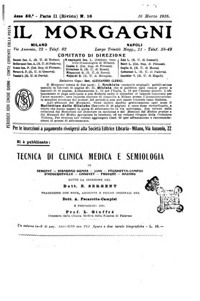 Il morgagni giornale indirizzato al progresso della medicina. Parte 2., Riviste