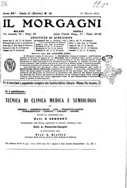 Il morgagni giornale indirizzato al progresso della medicina. Parte 2., Riviste