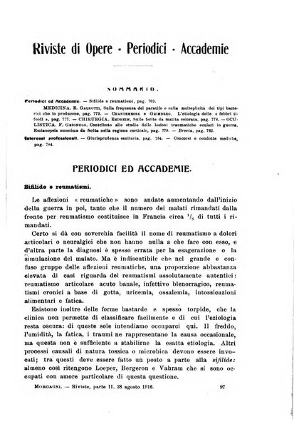 Il morgagni giornale indirizzato al progresso della medicina. Parte 2., Riviste