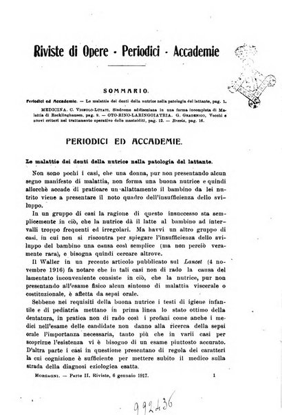 Il morgagni giornale indirizzato al progresso della medicina. Parte 2., Riviste