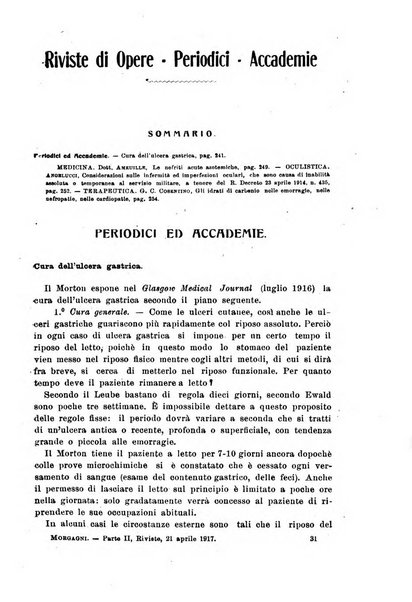 Il morgagni giornale indirizzato al progresso della medicina. Parte 2., Riviste