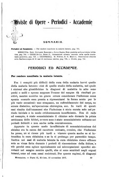 Il morgagni giornale indirizzato al progresso della medicina. Parte 2., Riviste