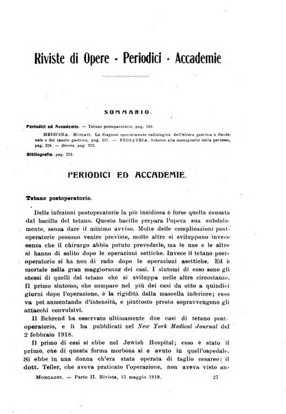 Il morgagni giornale indirizzato al progresso della medicina. Parte 2., Riviste