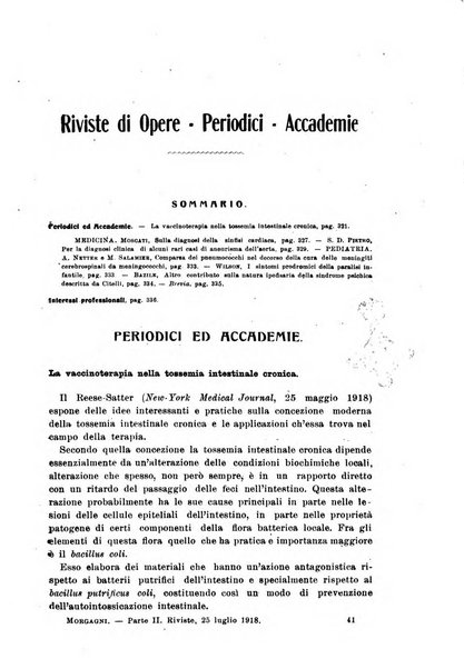 Il morgagni giornale indirizzato al progresso della medicina. Parte 2., Riviste