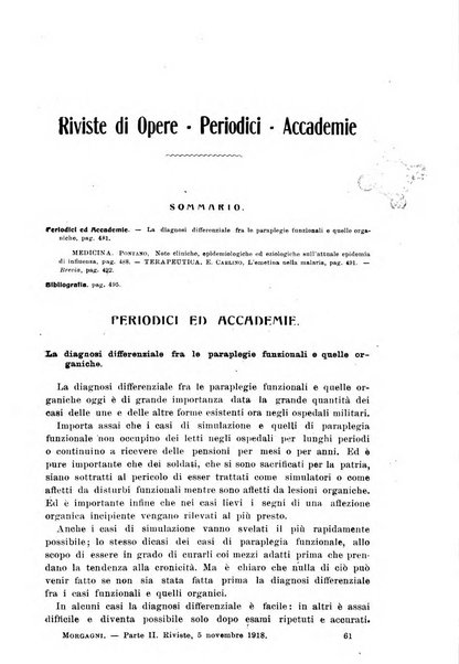 Il morgagni giornale indirizzato al progresso della medicina. Parte 2., Riviste