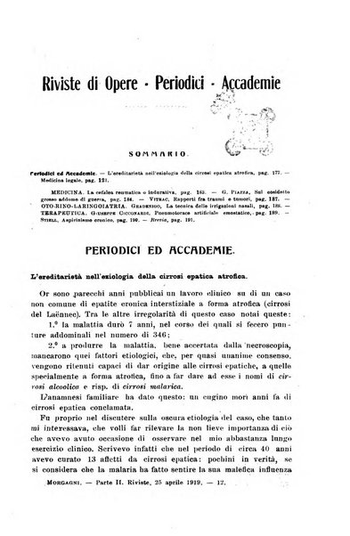 Il morgagni giornale indirizzato al progresso della medicina. Parte 2., Riviste