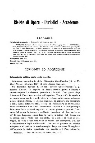 Il morgagni giornale indirizzato al progresso della medicina. Parte 2., Riviste