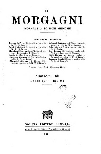 Il morgagni giornale indirizzato al progresso della medicina. Parte 2., Riviste