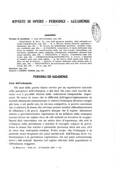 Il morgagni giornale indirizzato al progresso della medicina. Parte 2., Riviste