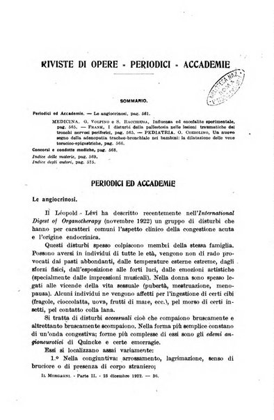 Il morgagni giornale indirizzato al progresso della medicina. Parte 2., Riviste