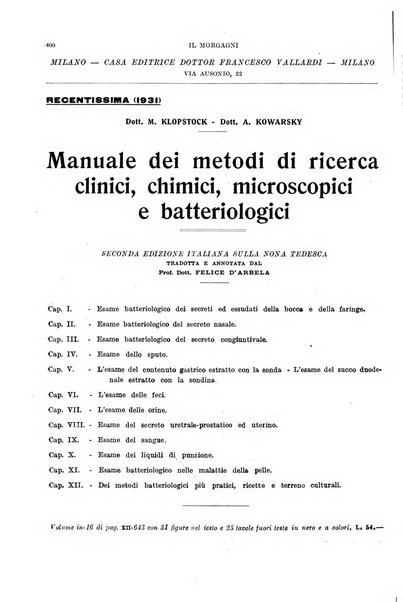 Il morgagni rivista settimanale