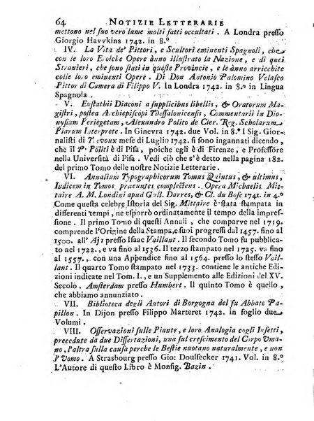 Giornale de'letterati per l'anno ... pubblicato col titolo di Novelle letterarie oltramontane