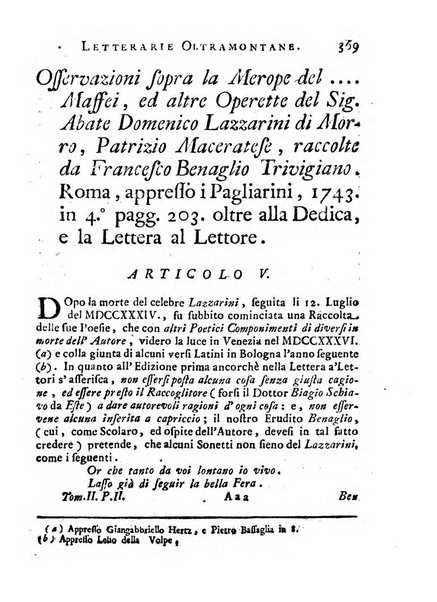 Giornale de'letterati per l'anno ... pubblicato col titolo di Novelle letterarie oltramontane