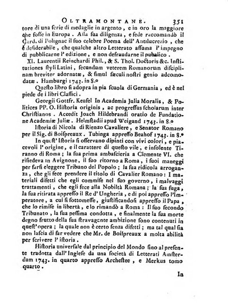 Giornale de'letterati per l'anno ... pubblicato col titolo di Novelle letterarie oltramontane