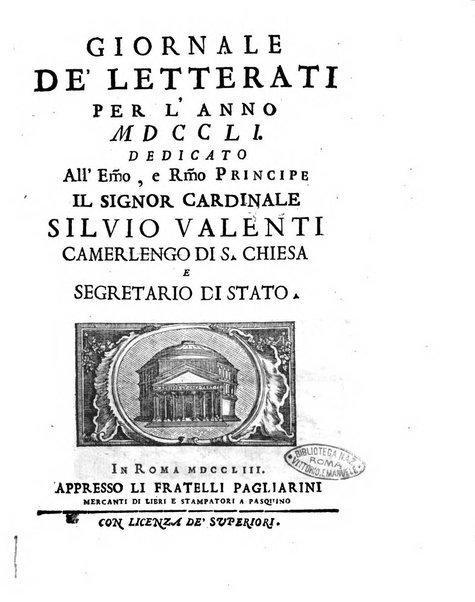 Giornale de'letterati per l'anno ... pubblicato col titolo di Novelle letterarie oltramontane