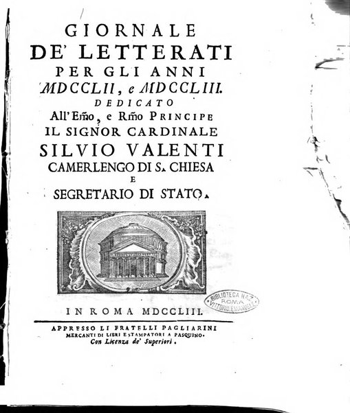 Giornale de'letterati per l'anno ... pubblicato col titolo di Novelle letterarie oltramontane