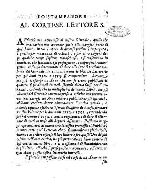 Giornale de'letterati per l'anno ... pubblicato col titolo di Novelle letterarie oltramontane