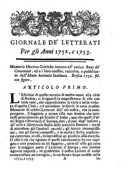 Giornale de'letterati per l'anno ... pubblicato col titolo di Novelle letterarie oltramontane