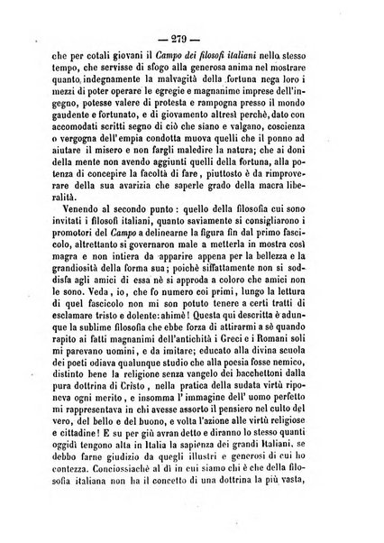 Il campo dei filosofi italiani periodico da esercitare i maestri liberamente e quel meglio che si potrà raccostarli fra loro