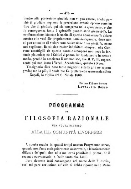 Il campo dei filosofi italiani periodico da esercitare i maestri liberamente e quel meglio che si potrà raccostarli fra loro