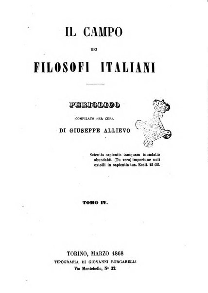 Il campo dei filosofi italiani periodico da esercitare i maestri liberamente e quel meglio che si potrà raccostarli fra loro