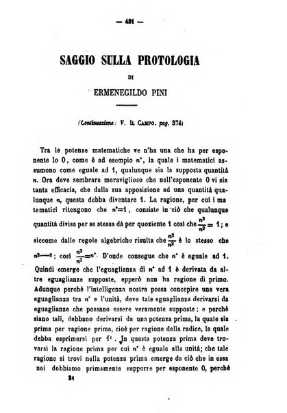 Il campo dei filosofi italiani periodico da esercitare i maestri liberamente e quel meglio che si potrà raccostarli fra loro