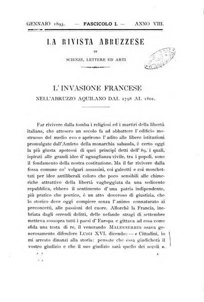 La rivista abruzzese di scienze, lettere ed arti