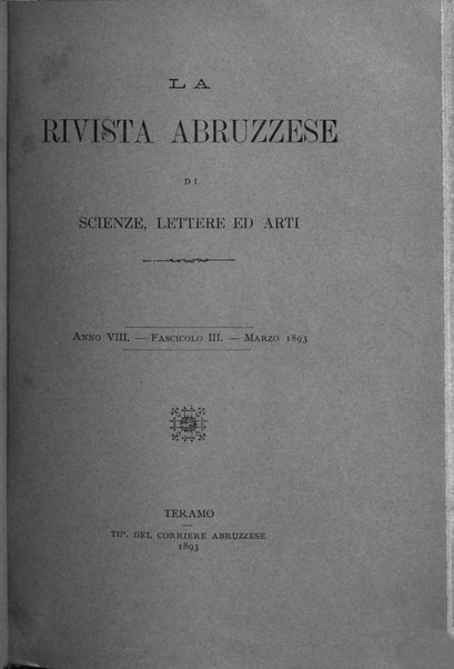 La rivista abruzzese di scienze, lettere ed arti