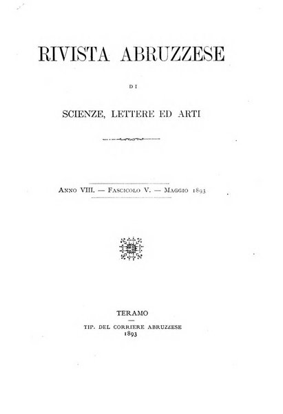 La rivista abruzzese di scienze, lettere ed arti