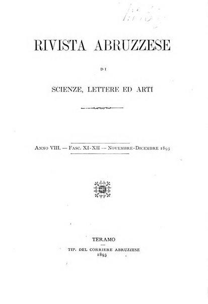 La rivista abruzzese di scienze, lettere ed arti