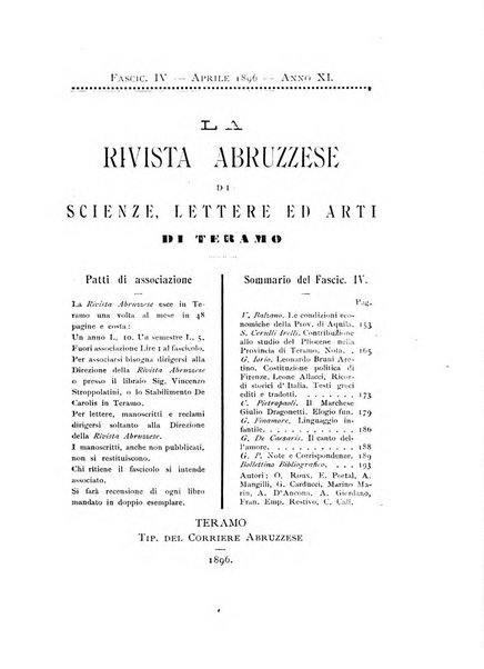 La rivista abruzzese di scienze, lettere ed arti