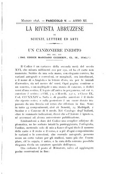 La rivista abruzzese di scienze, lettere ed arti