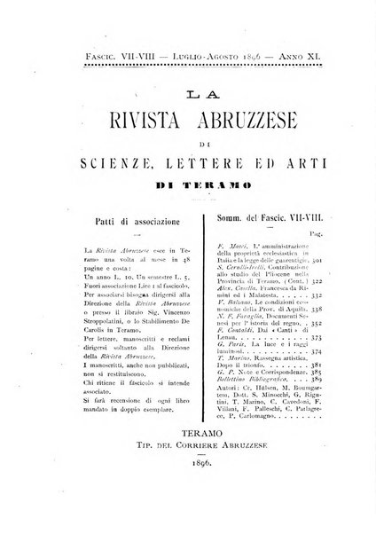 La rivista abruzzese di scienze, lettere ed arti