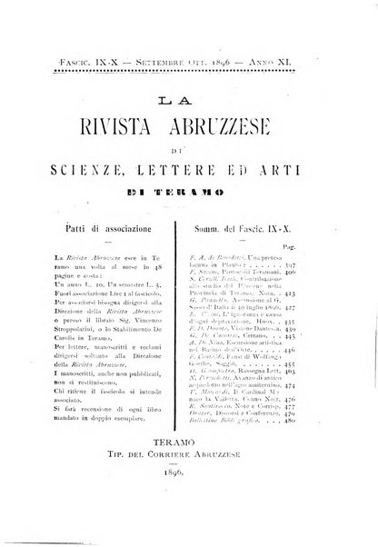 La rivista abruzzese di scienze, lettere ed arti