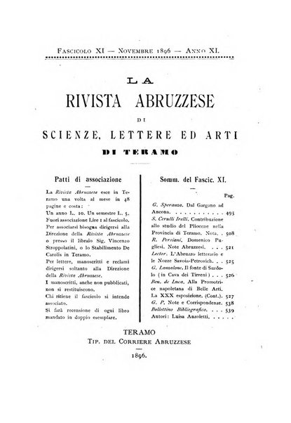 La rivista abruzzese di scienze, lettere ed arti