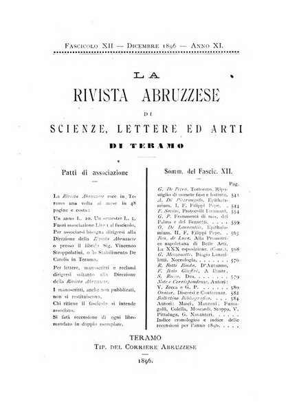 La rivista abruzzese di scienze, lettere ed arti