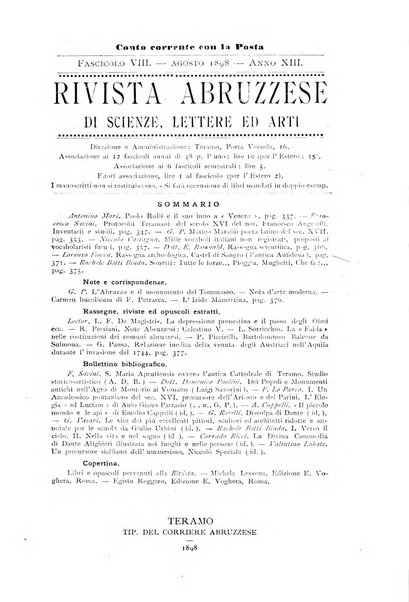 La rivista abruzzese di scienze, lettere ed arti