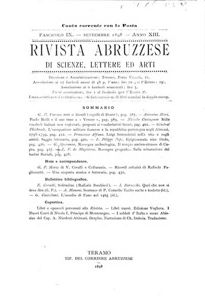 La rivista abruzzese di scienze, lettere ed arti