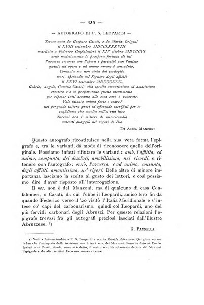 La rivista abruzzese di scienze, lettere ed arti