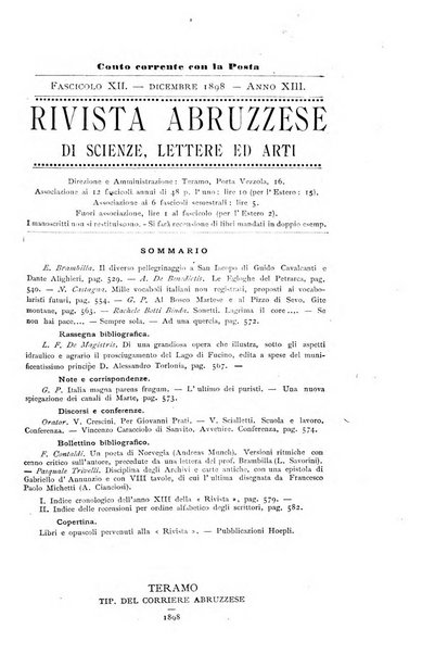 La rivista abruzzese di scienze, lettere ed arti