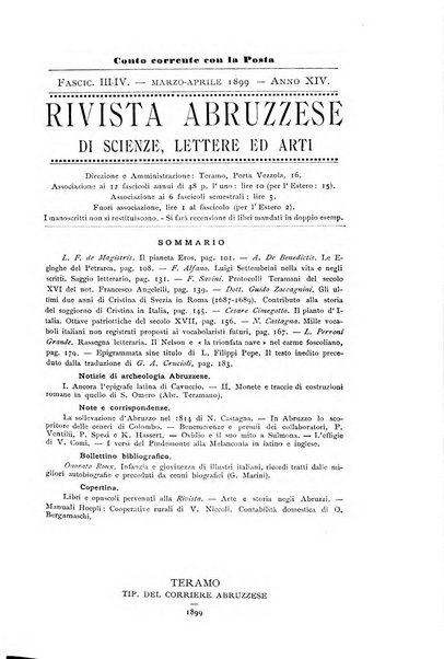 La rivista abruzzese di scienze, lettere ed arti