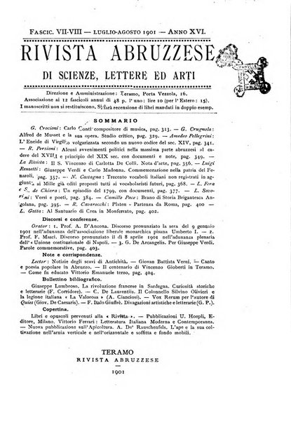 La rivista abruzzese di scienze, lettere ed arti