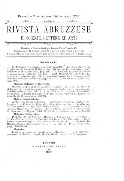 La rivista abruzzese di scienze, lettere ed arti