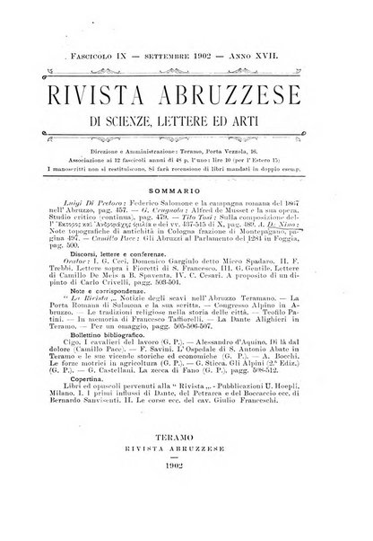 La rivista abruzzese di scienze, lettere ed arti