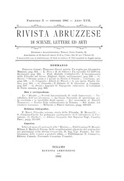 La rivista abruzzese di scienze, lettere ed arti