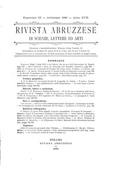 La rivista abruzzese di scienze, lettere ed arti