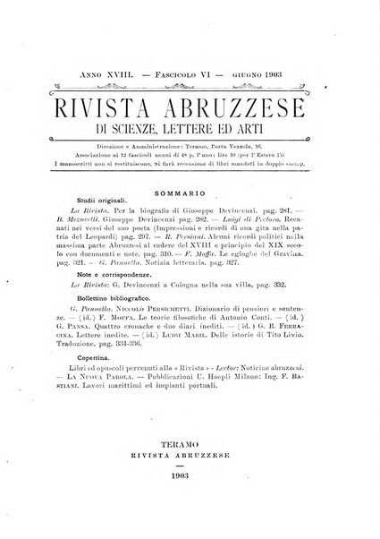 La rivista abruzzese di scienze, lettere ed arti